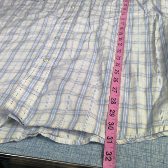 Classic Western Pearl Snap Shirt Long Sleeve Blue Plaid Men's XL - Picture 7 of 8